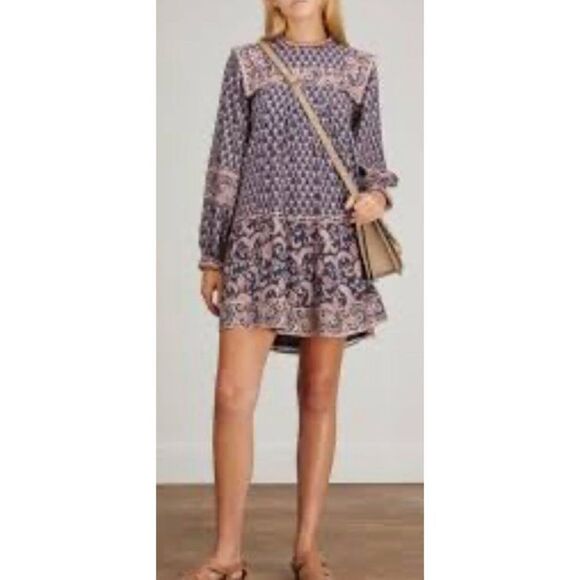 Sea Jasper Border Long Sleeve Cotton Tunic Dress NWT Size XS - Picture 1 of 9
